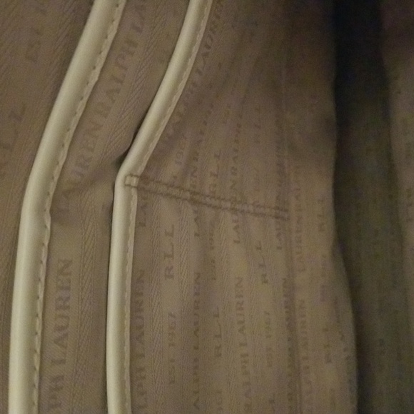 Women's Lauren Ralph Lauren Woven Leather Handbag; Cream Color 12x14 - Picture 12 of 16